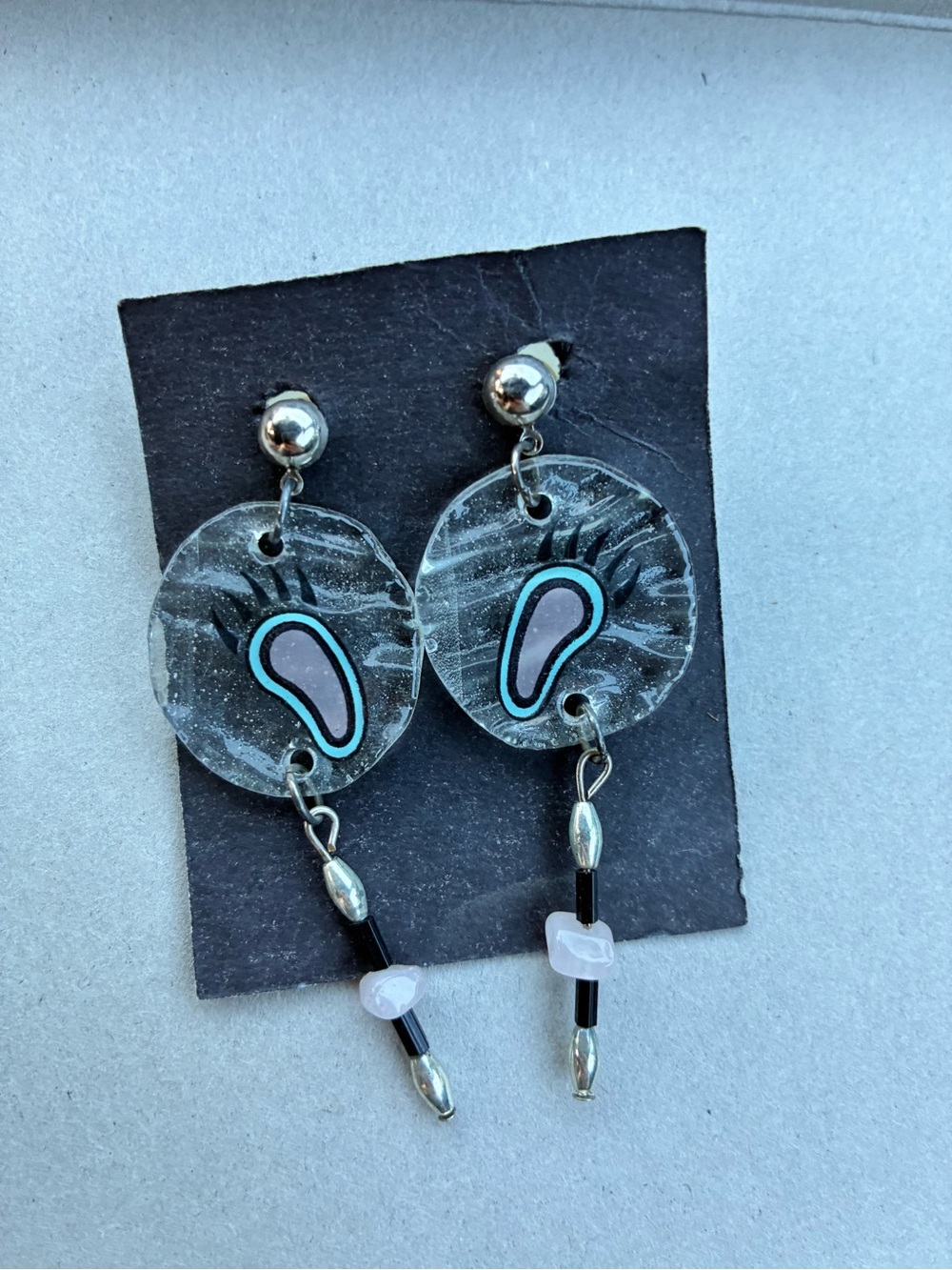 Handcrafted Silver and Pink Dangle Earrings - Women's Jewelry